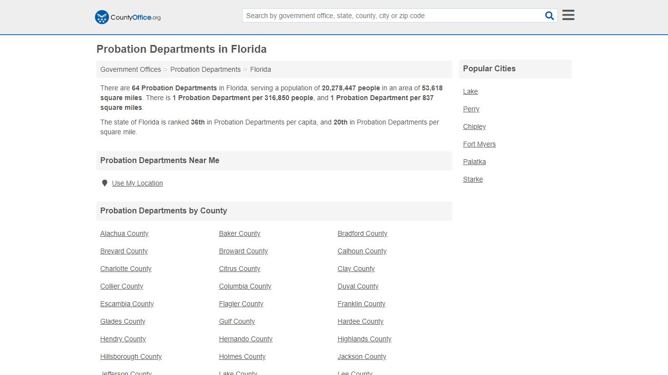 Probation Departments - Florida (Parole & Probation Offices)